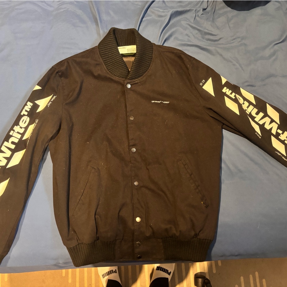 Off-White Black Jacket with Gold Chain Detail